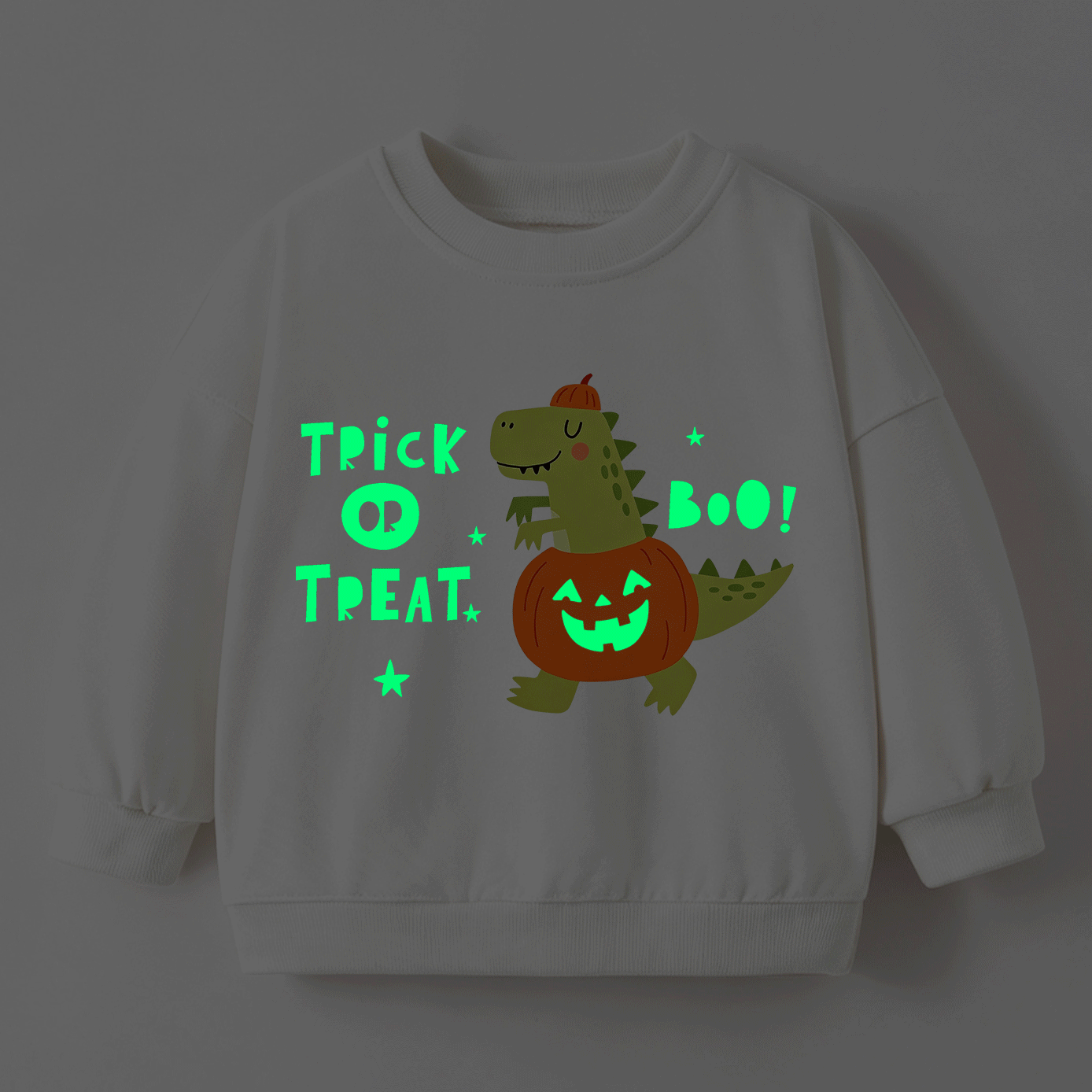 Baby Toddler Halloween Pumpkin Glow-in-the-dark Print Cotton Sweatshirt - White - 2-3T - image 1