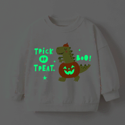 Baby Toddler Halloween Pumpkin Glow-in-the-dark Print Cotton Sweatshirt - White - 2-3T - image 1