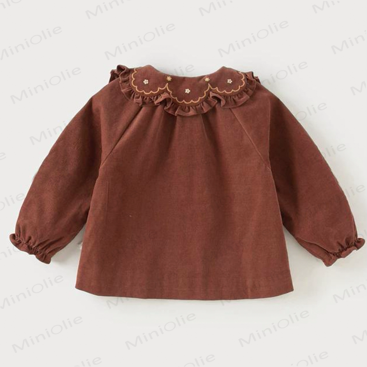 Baby Girls Floral Embroidery Ruffle Long Sleeve Sweatshirt - image 2