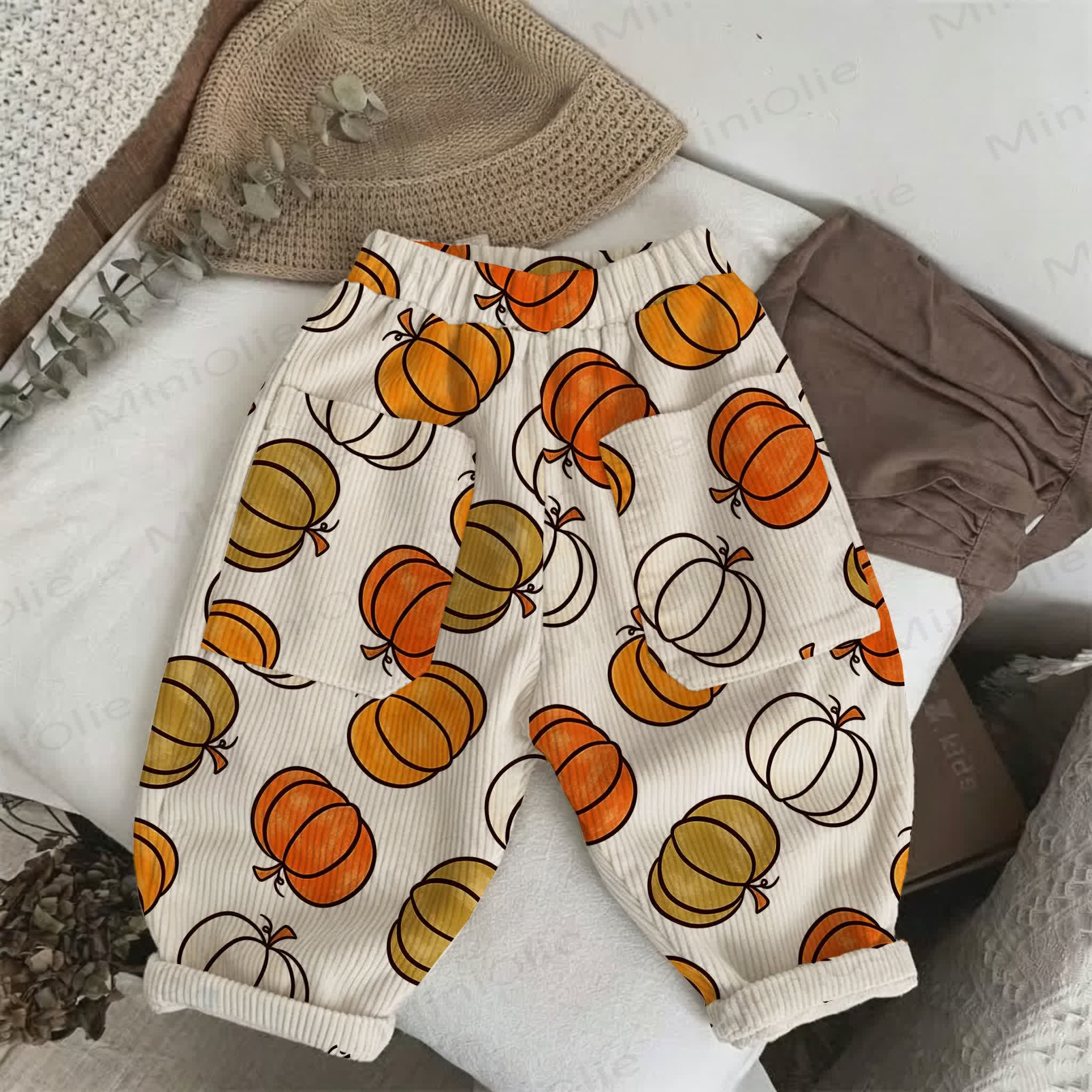 Baby Toddler Multicolor Pumpkin Print Corduroy Pants - Off-White - 5-7T - image 1
