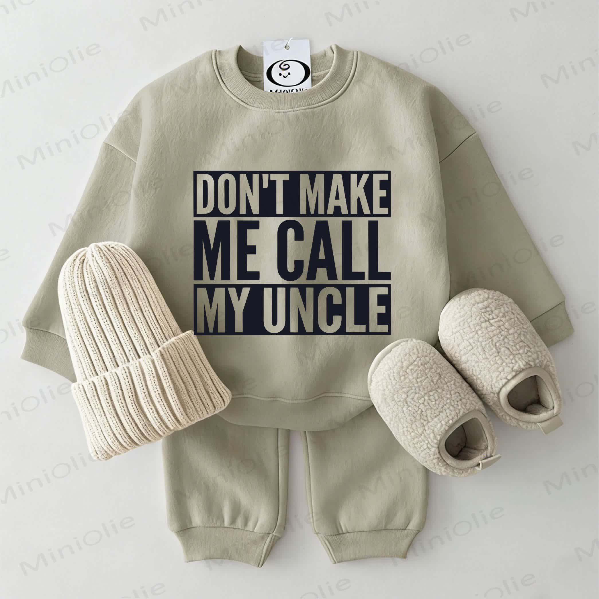DON'T MAKE ME CALL MY UNCLE Baby Sweatshirt 2-piece Grey Green Set - Grey Green - 2-3T - image 1