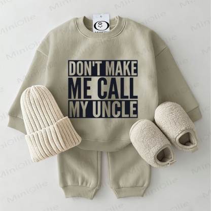 DON'T MAKE ME CALL MY UNCLE Baby Sweatshirt 2-piece Grey Green Set - Grey Green - 2-3T - image 1