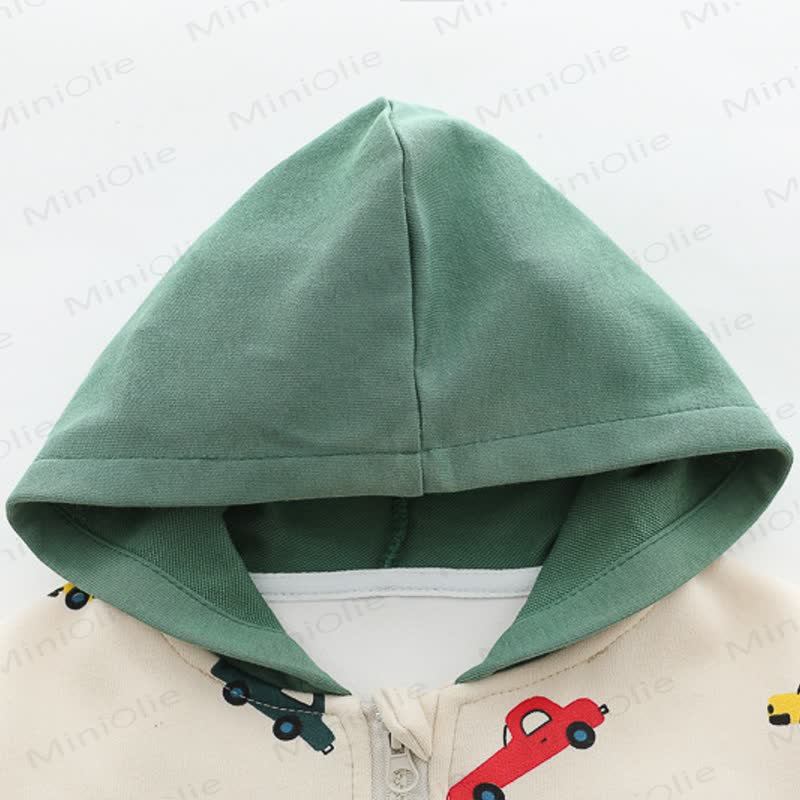 Toddler Baby Boy Car Print Hooded Jacket and Denim 3-piece Set - image 5