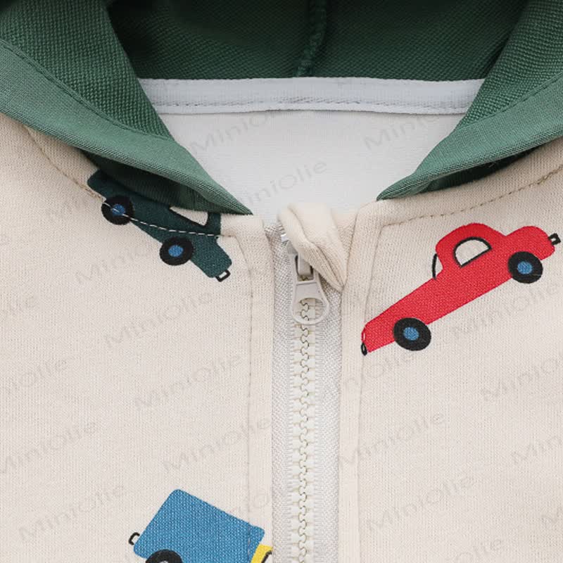Toddler Baby Boy Car Print Hooded Jacket and Denim 3-piece Set - image 6