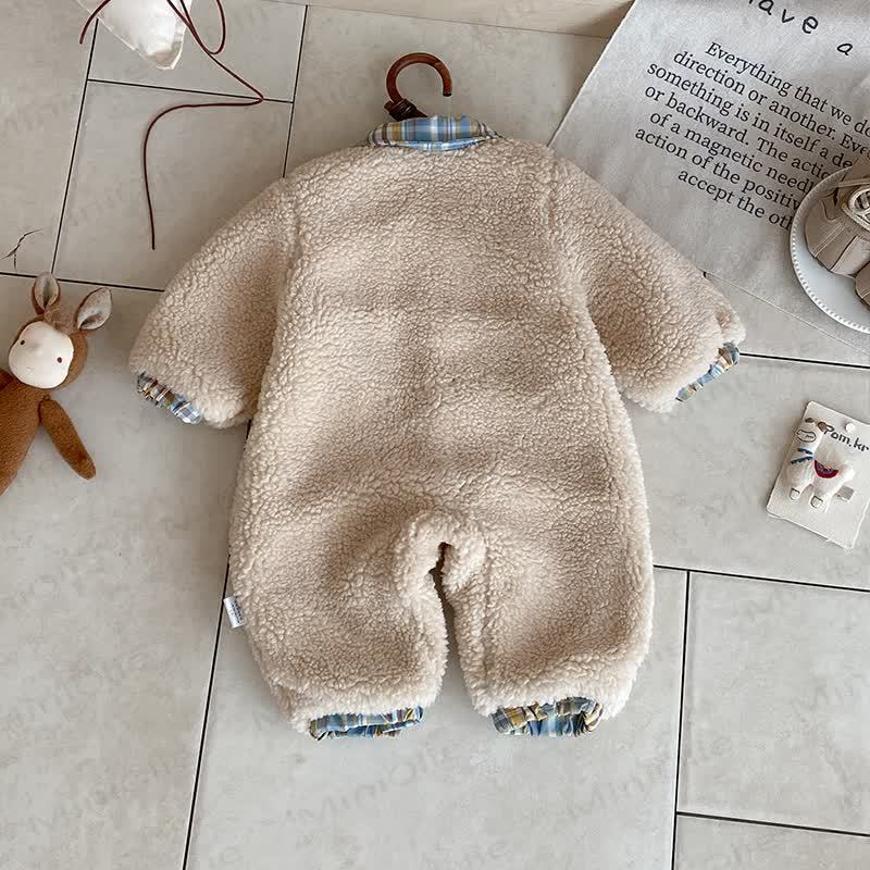 Baby Animal Patch Plaid Romper - image 4