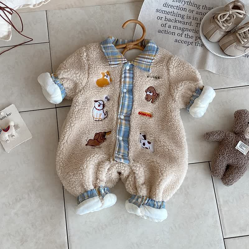 Baby Animal Patch Plaid Romper - image 3