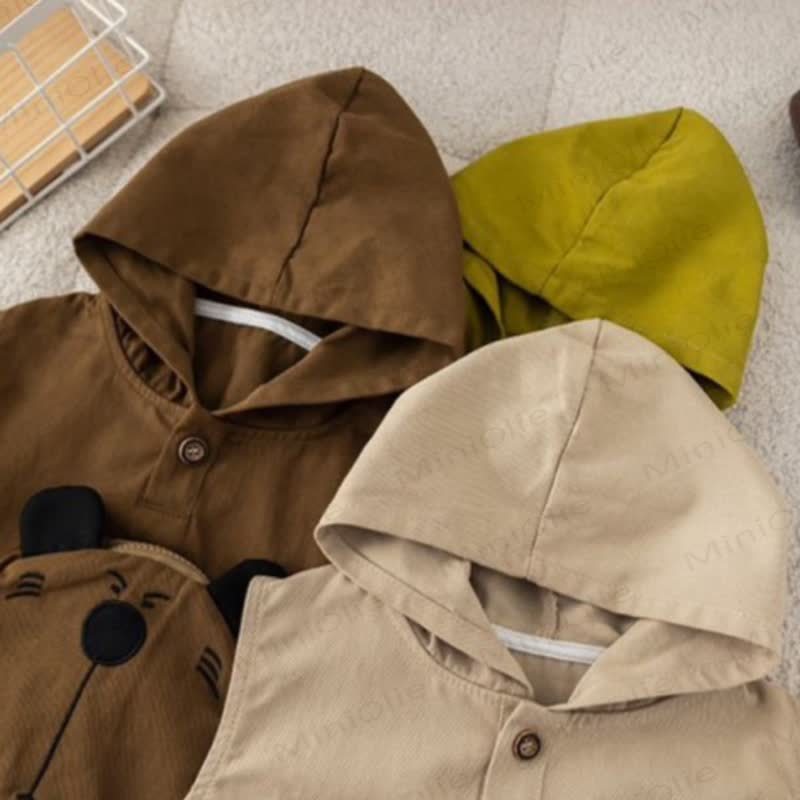 Baby Toddler Boy Bear Pocket Hooded 3-piece Set - image 4