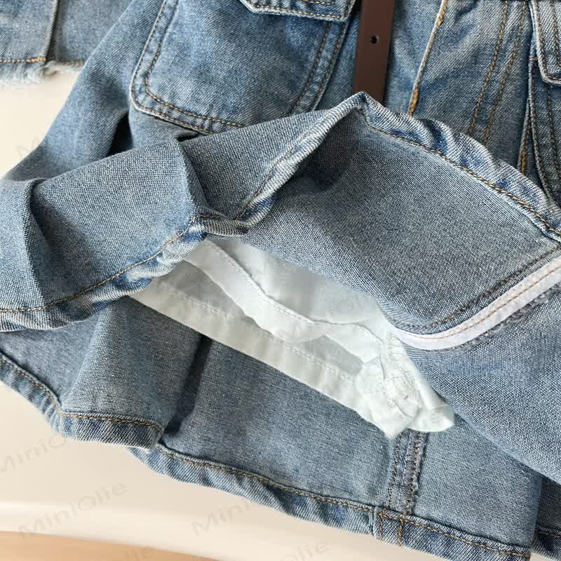 Toddler Girl Denim Vest and Pleated Skirt 2-piece Set - image 6
