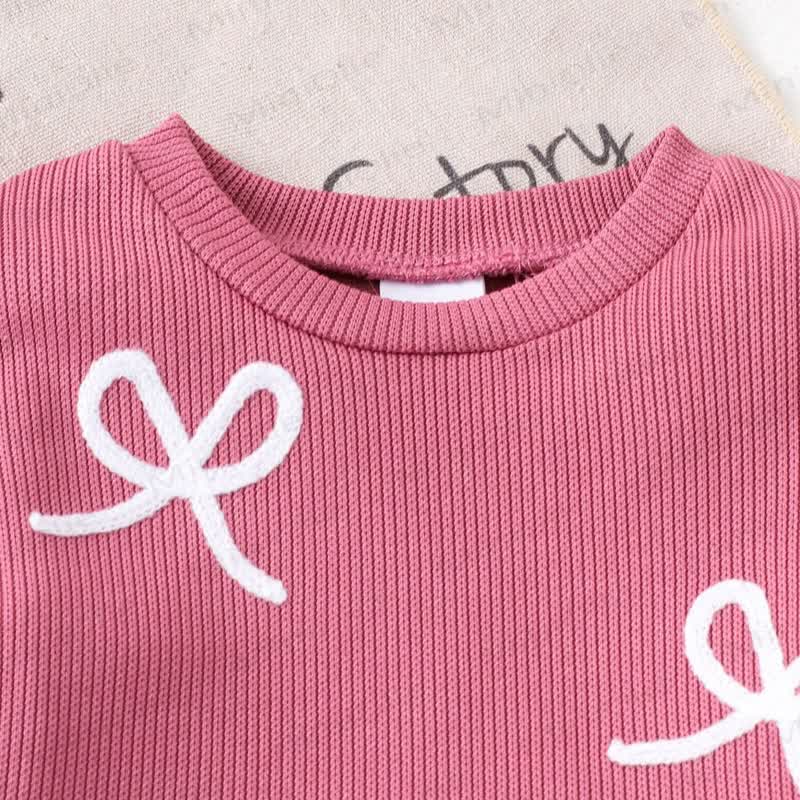 Baby Toddler Girl Pink Bow Print Sweatshirt and Pants 2-piece Set - image 3