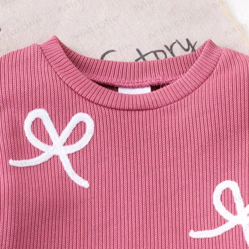 Baby Toddler Girl Pink Bow Print Sweatshirt and Pants 2-piece Set - image 3