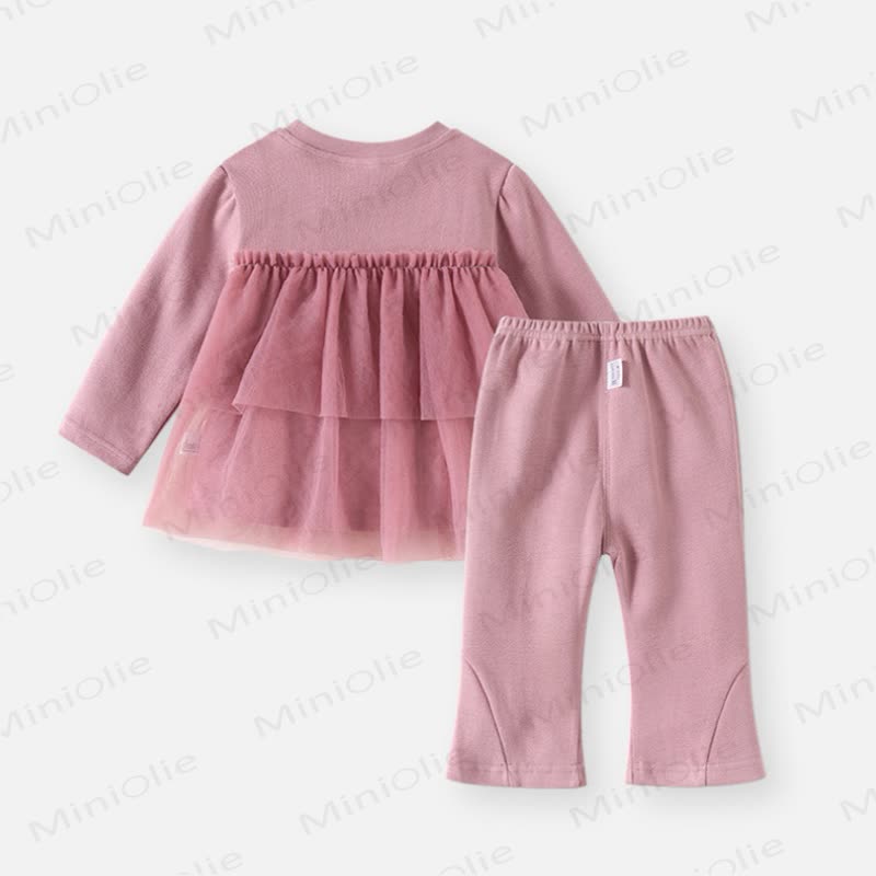 Baby Toddler Girl Pink Layered Tulle Top and Pants 2-piece Set - image 2