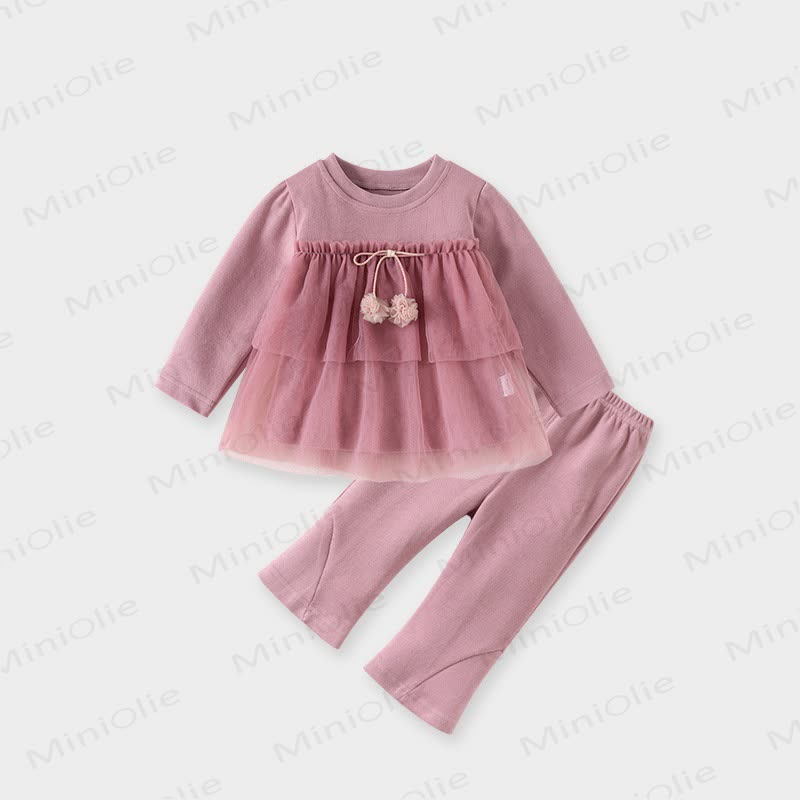 Baby Toddler Girl Pink Layered Tulle Top and Pants 2-piece Set - Pink - 4.5-5T - image 1