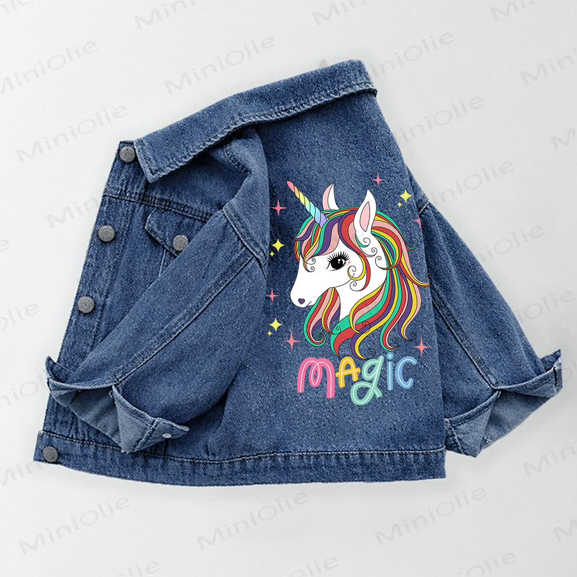 MAGIC Toddler Kid Unicorn Print Denim Jacket - Blue - 10-11T - image 1
