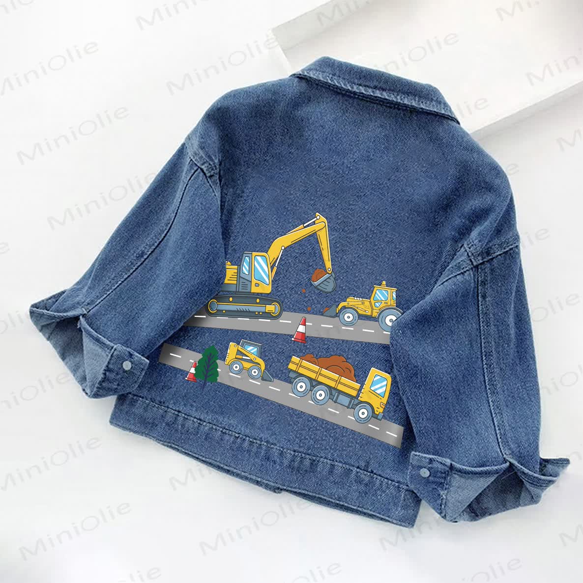 Toddler Kid Construction Vehicle Print Denim Jacket - image 2