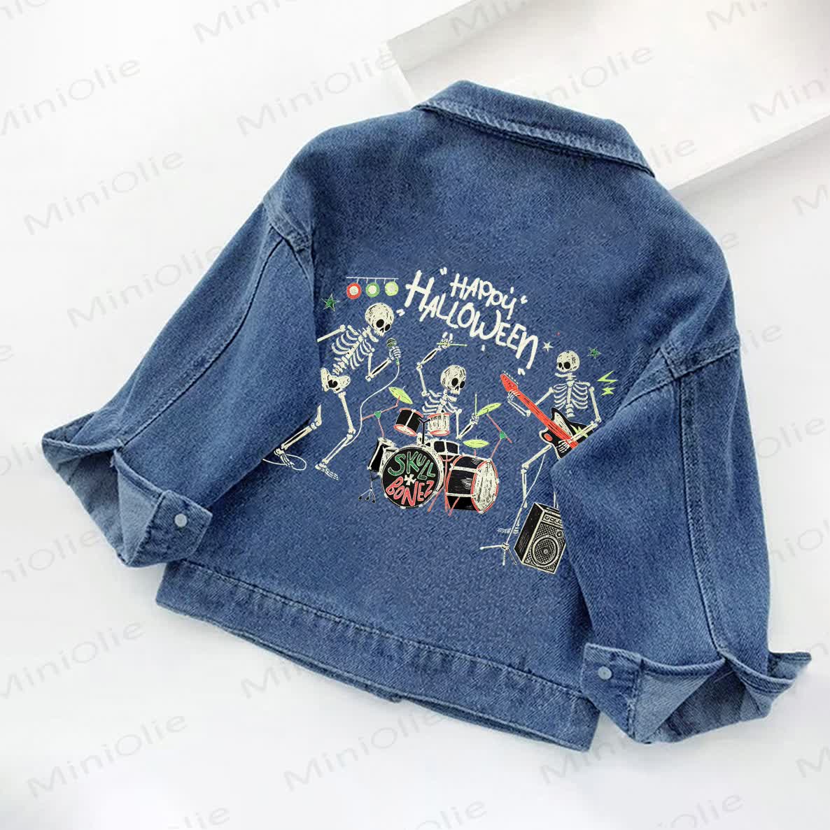 HAPPY HALLOWEEN Toddler Kid Skeleton Print Denim Jacket - image 2