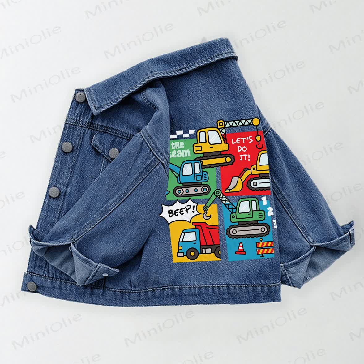 THE TEAM LET'S DO IT! BEEP! Toddler Kid Vehicle Print Denim Jacket - Blue - 10-11T - image 1