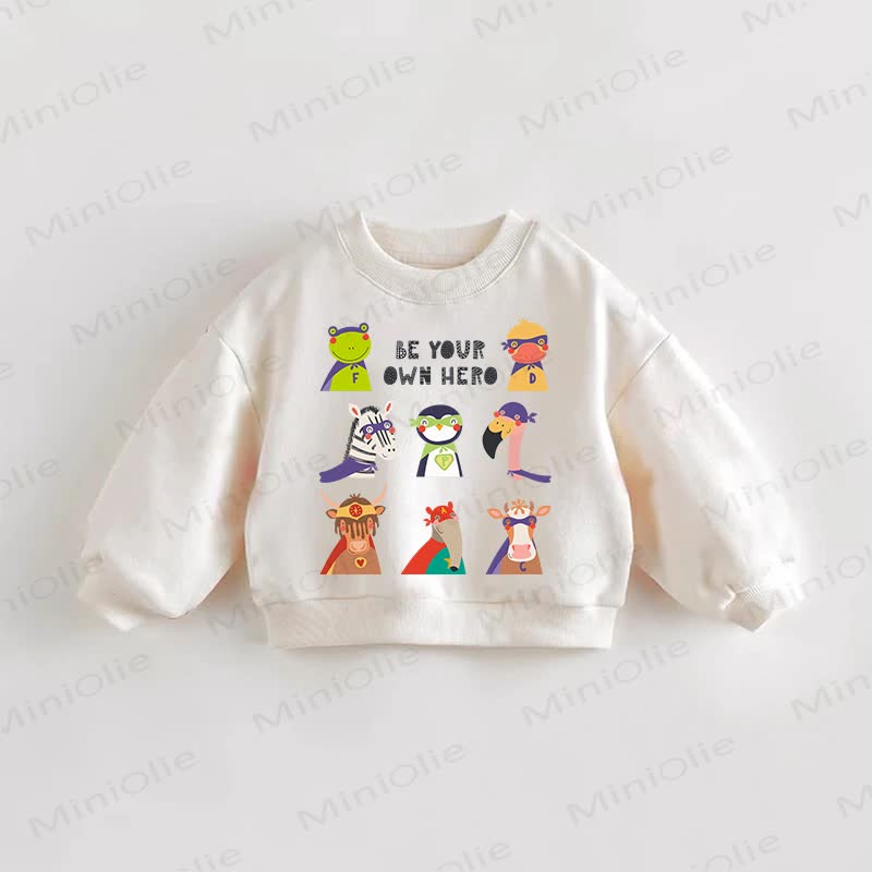 BE YOUR OWN HERO Baby Toddler Cartoon Animal Sweatshirt - Cream - 3-5T - image 1
