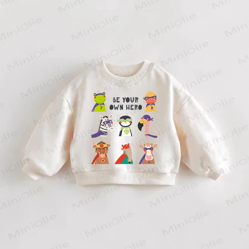 BE YOUR OWN HERO Baby Toddler Cartoon Animal Sweatshirt - Cream - 3-5T - image 1