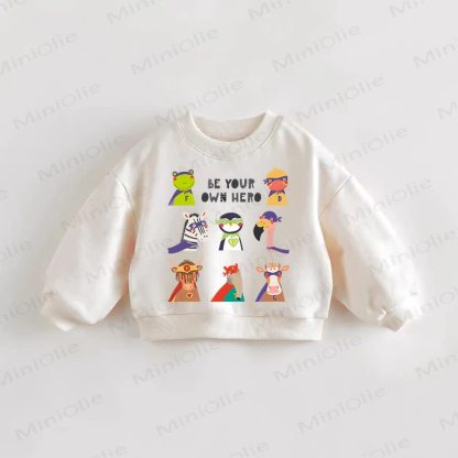 BE YOUR OWN HERO Baby Toddler Cartoon Animal Sweatshirt - Cream - 3-5T - image 1