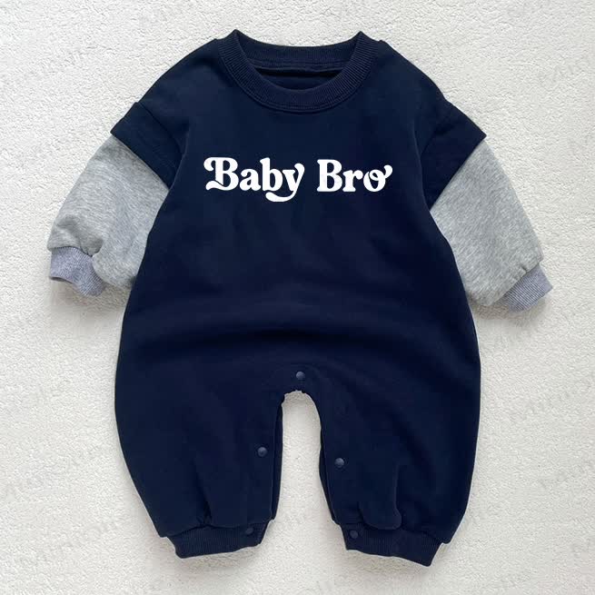 BABY BRO Baby Toddler Dark Blue Color Block Romper - Dark Blue - 18-24M - image 1