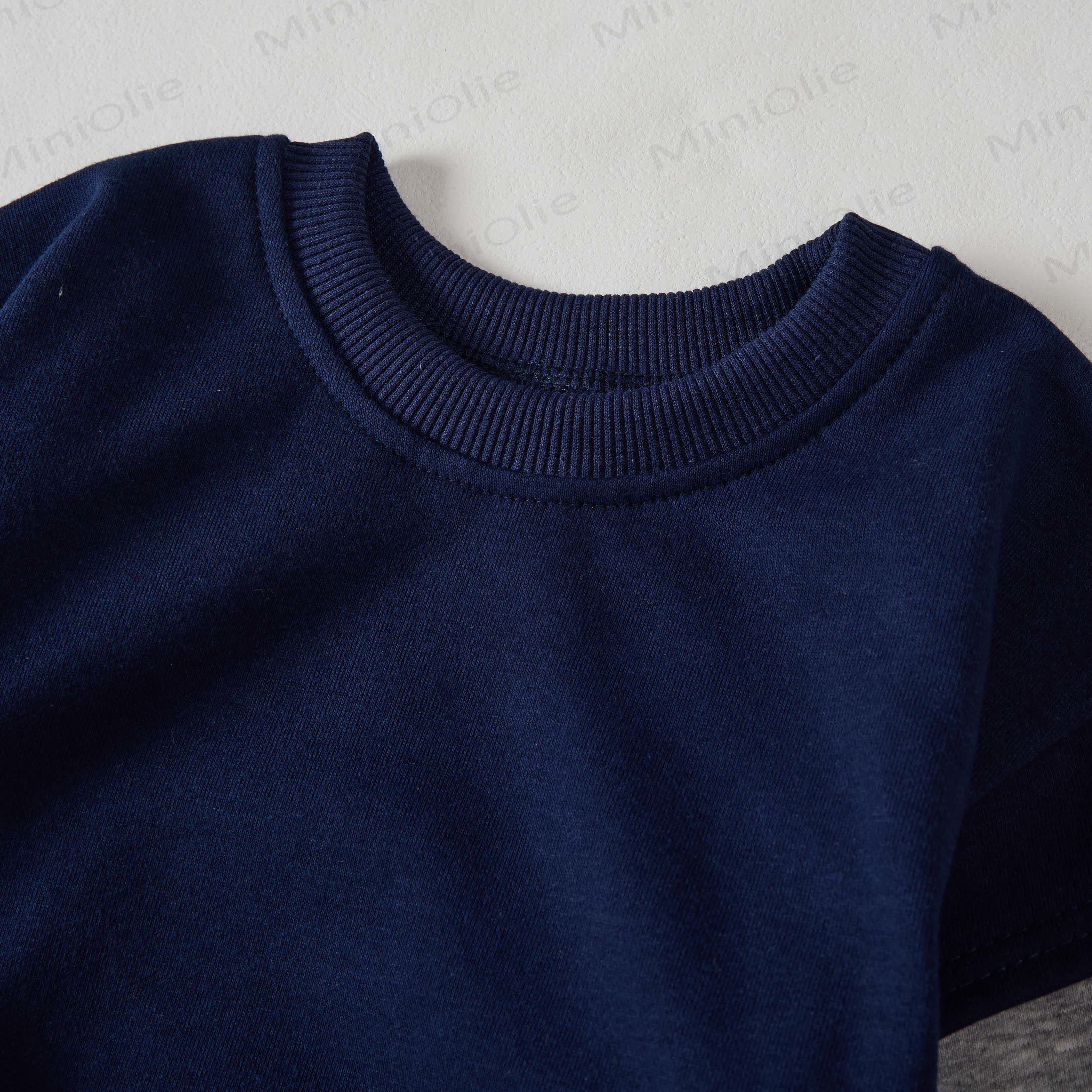 KEEP ON MOVING Baby Toddler Vehicle Print Dark Blue Color Block Romper - image 2
