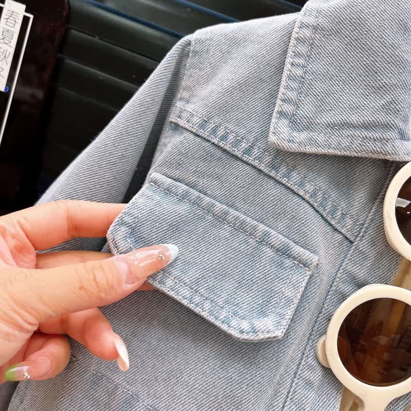 Toddler Girl Denim Jacket Tulle Dress Set - image 6