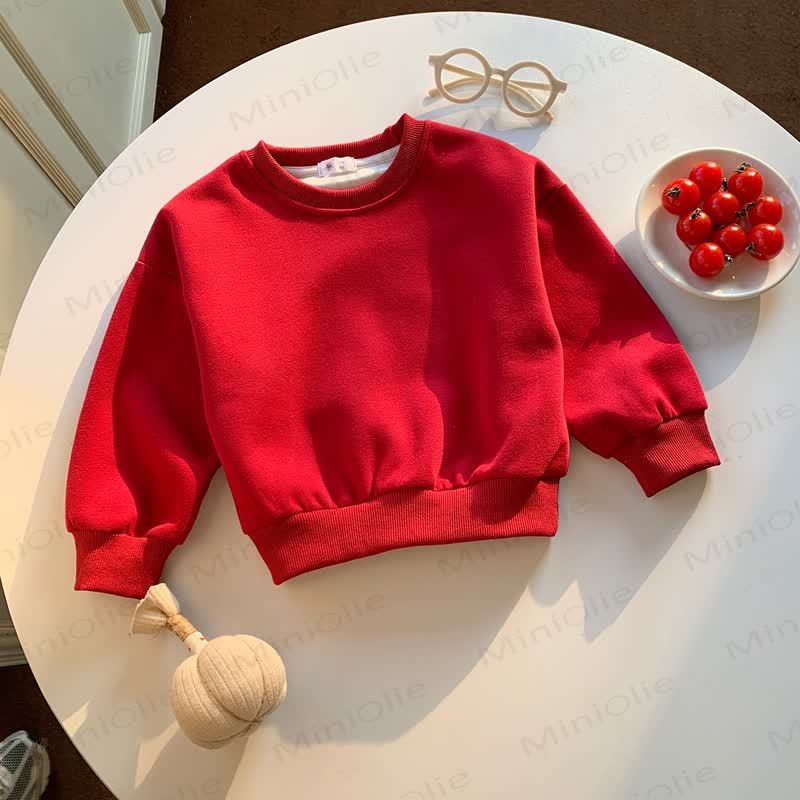 Toddler Solid Color Crewneck Sweatshirt Top - Red - 10-11T
