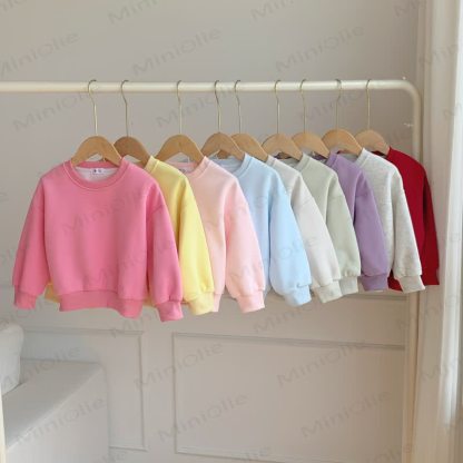 Toddler Solid Color Crewneck Sweatshirt Top - image 3