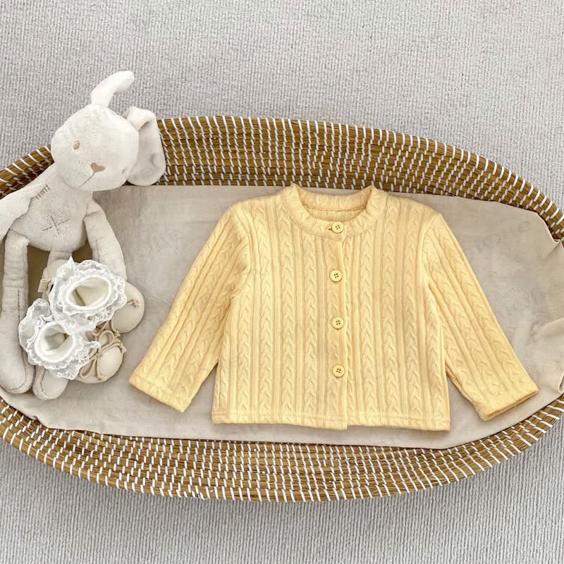Baby Knit Button Front Cardigan - Yellow - 4-5T - image 3