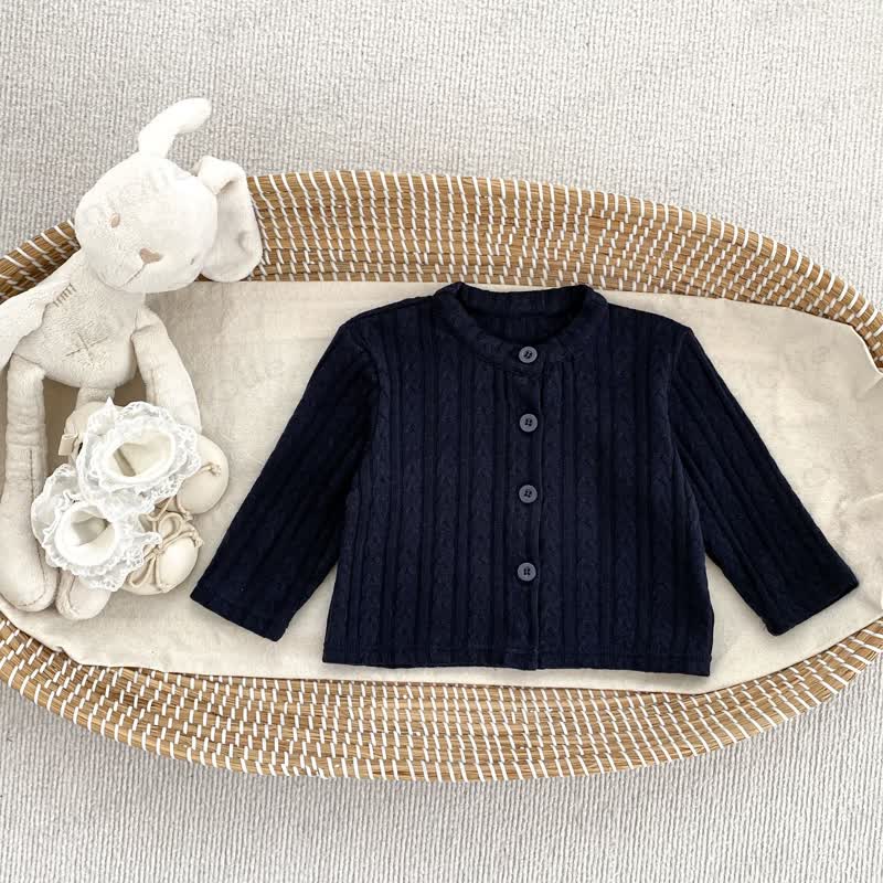 Baby Knit Button Front Cardigan - Navy - 4-5T - image 2