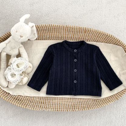 Baby Knit Button Front Cardigan - Navy - 4-5T - image 2