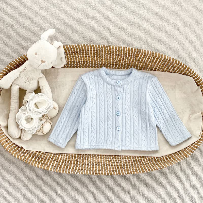 Baby Knit Button Front Cardigan - Blue - 4-5T - image 4