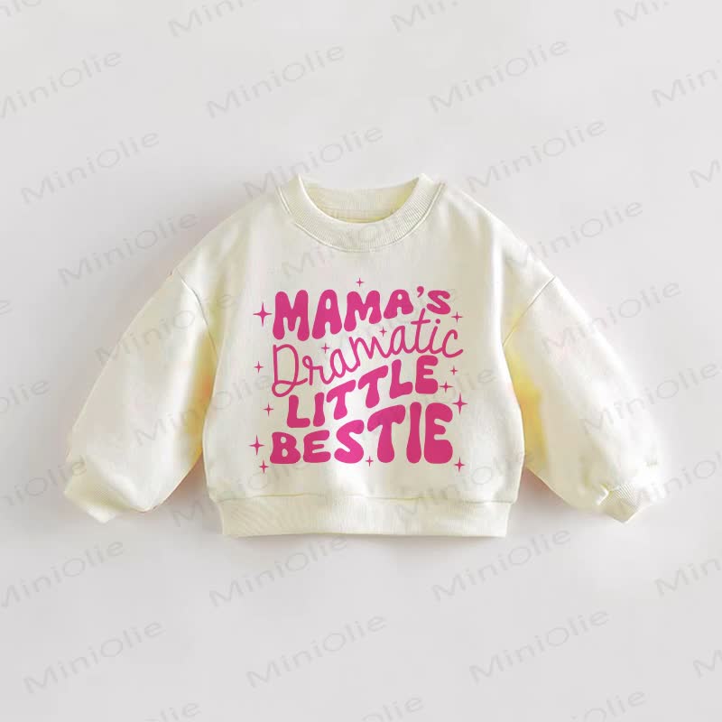 MAMA'S DRAMATIC LITTLE BESTIE Baby Toddler Cream Sweatshirt - Cream - 3-5T - image 1