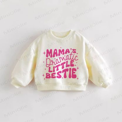 MAMA'S DRAMATIC LITTLE BESTIE Baby Toddler Cream Sweatshirt - Cream - 3-5T - image 1