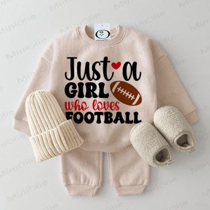 JUST A GIRL WHO LOVES FOOTBALL Baby Beige Sweatshirt 2-piece Set - Beige - 2-3T - image 1