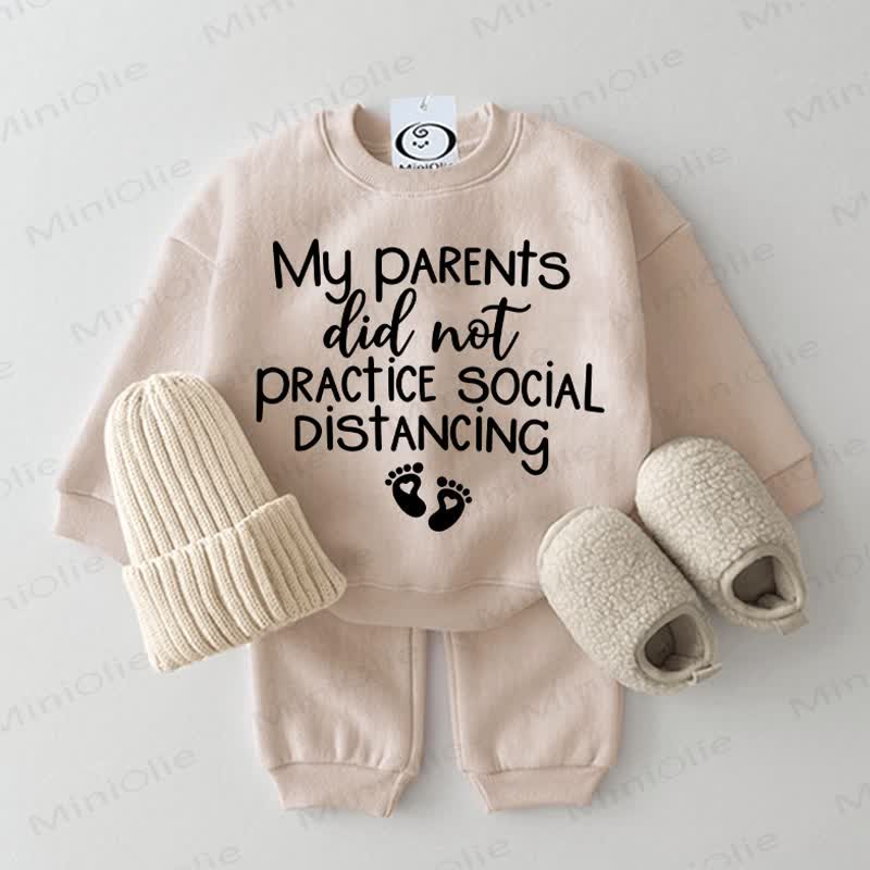 MY PARENTS DID NOT PRACTICE SICIAL DISTANCING Baby Beige Sweatshirt 2-piece Set - Beige - 2-3T - image 1