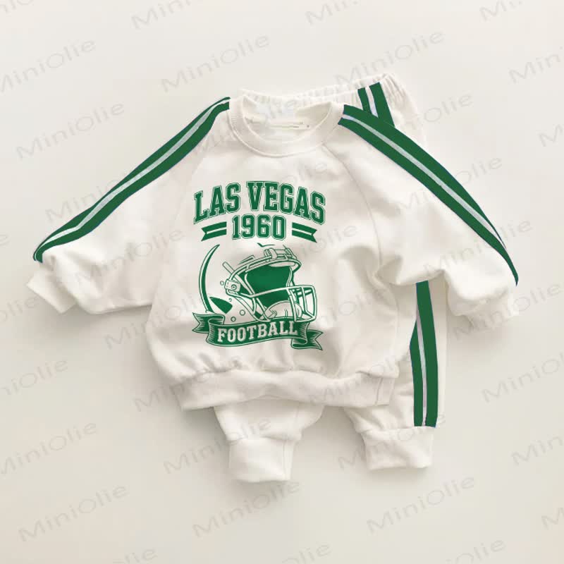 LAS VEGAS 1960 FOOTBALL Baby Toddler Green Striped 2-piece Set - White&Green - 3-5T - image 1