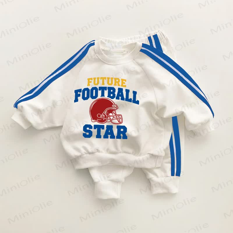 FUTURE FOOTBALL STAR Baby Blue Striped 2-piece Set - White&Blue - 3-5T - image 1