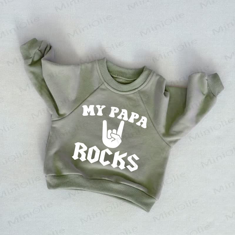 MY PAPA ROCKS Baby Toddler Grey Green Sweatshirt - Grey Green - 3-5T - image 1