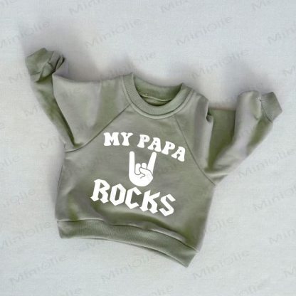MY PAPA ROCKS Baby Toddler Grey Green Sweatshirt - Grey Green - 3-5T - image 1