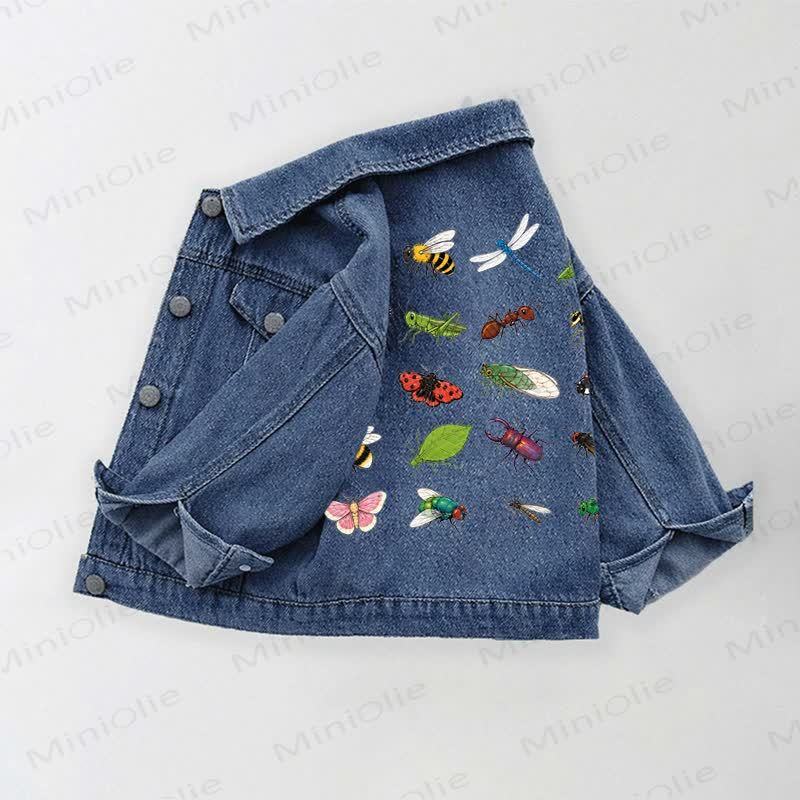 Toddler Kid Insects Print Denim Jacket - Blue - 10-11T - image 1