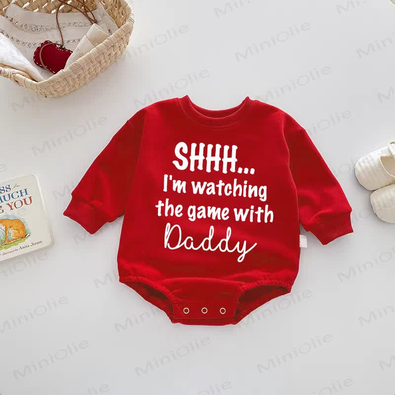SHHH... W'M WATCHING THE GAME WITH DADDY Baby Red Bodysuit - Red - 18-24M - image 1
