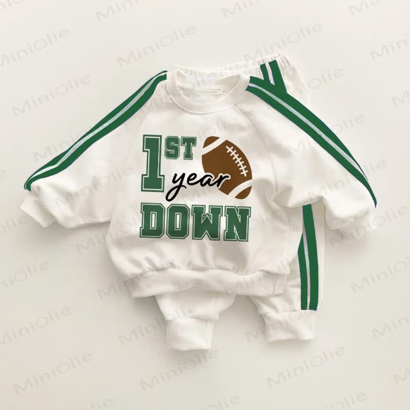 1ST YEAR DOWN Baby Toddler Green Striped 2-piece Set - White&Green - 3-5T - image 1