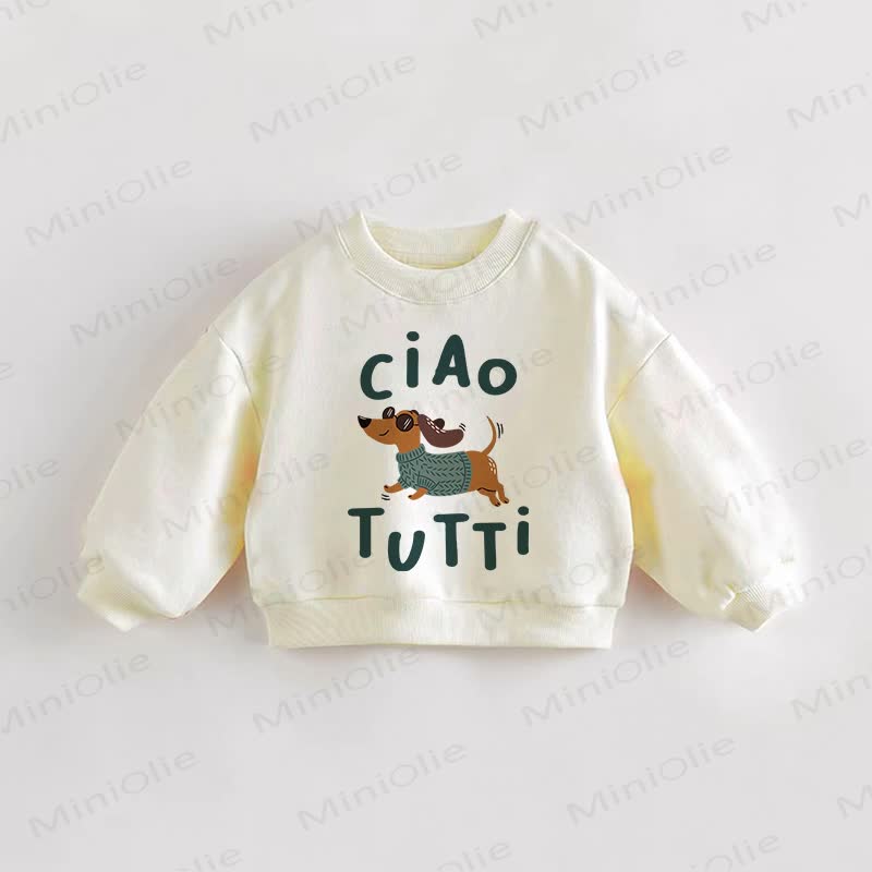 CIAO TUTTI Baby Toddler Puppy Cream Sweatshirt - Cream - 3-5T - image 1