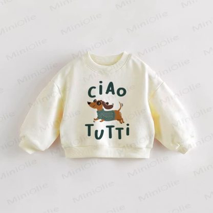 CIAO TUTTI Baby Toddler Puppy Cream Sweatshirt - Cream - 3-5T - image 1
