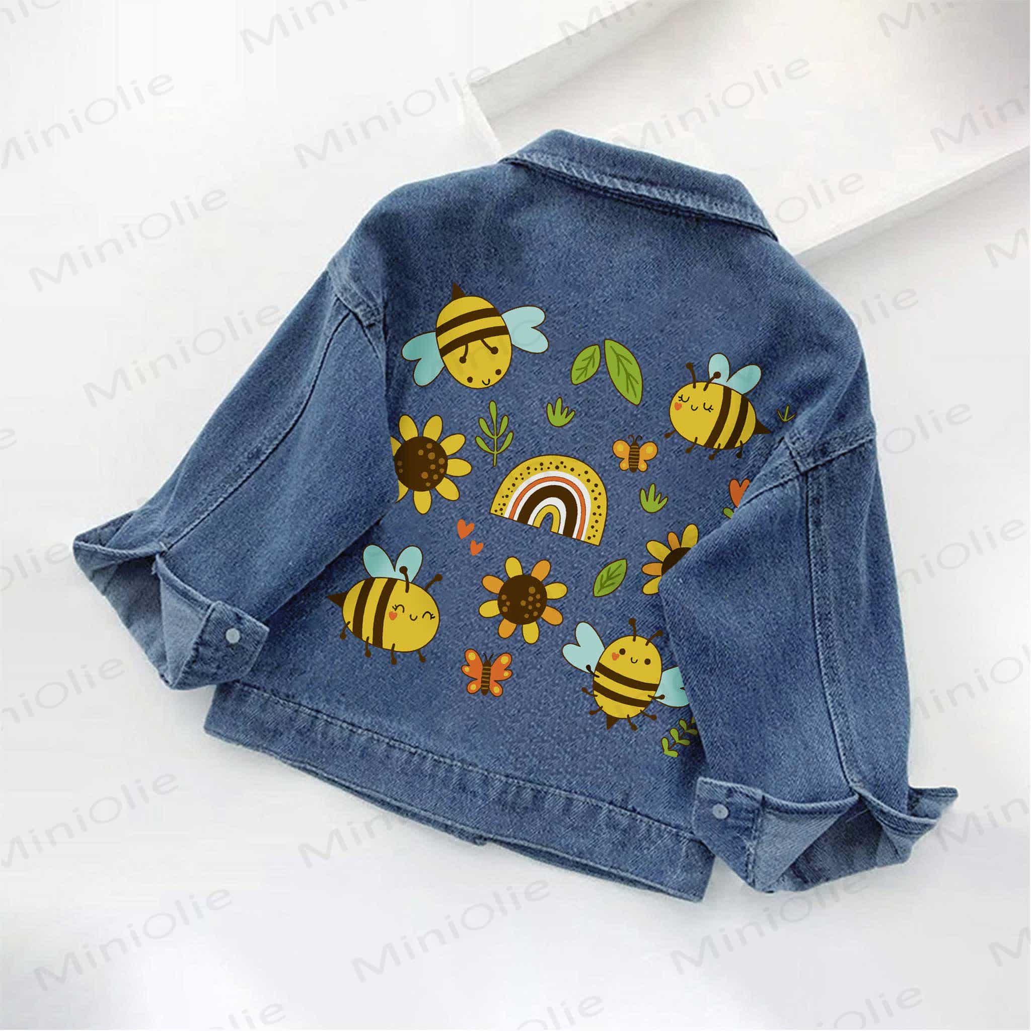 Toddler Kid Bee Sunflower Print Denim Jacket - image 2