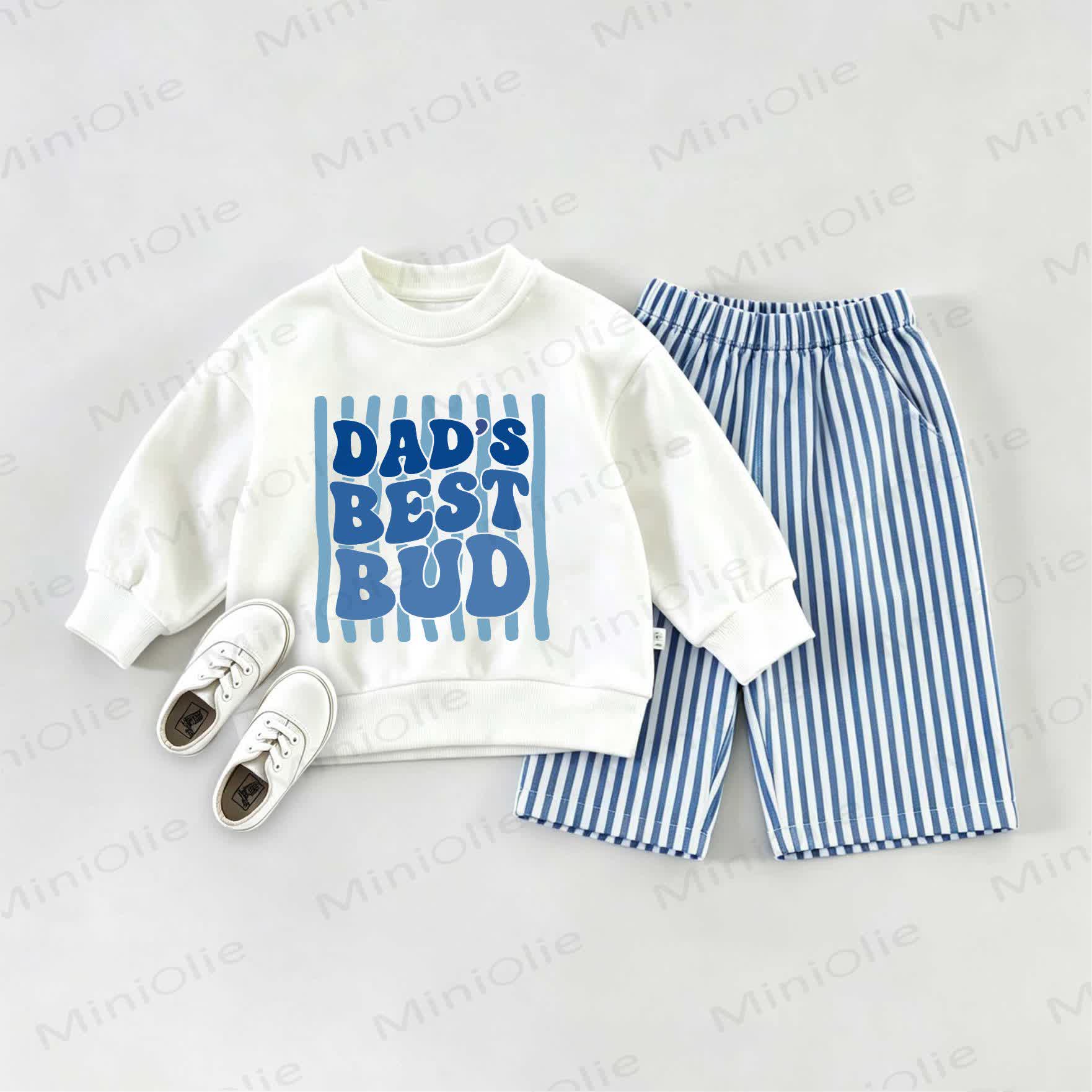 DAD'S BEST BUD Baby Sweatshirt 2-piece Set - White&Blue - 2-3T - image 1