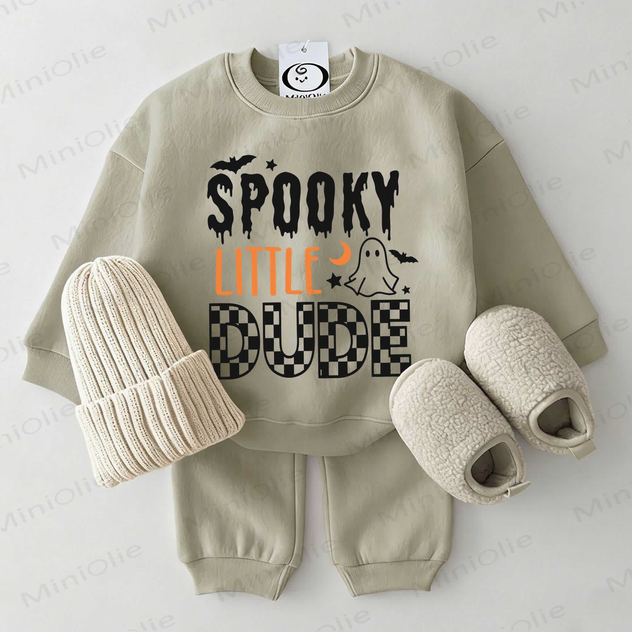 SPOOKY LITTLE DUDE Baby Sweatshirt 2-piece Grey Green Set - Grey Green - 2-3T - image 1