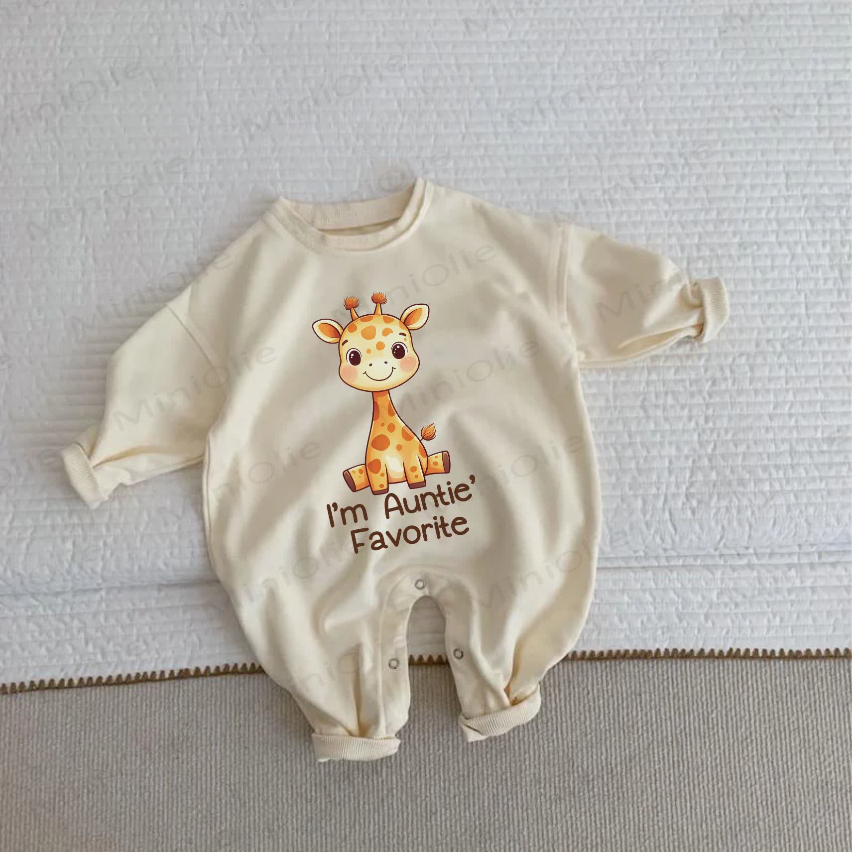 I'M AUNTIE' FAVORITE Baby Beige Romper - Beige - 2-3T - image 1