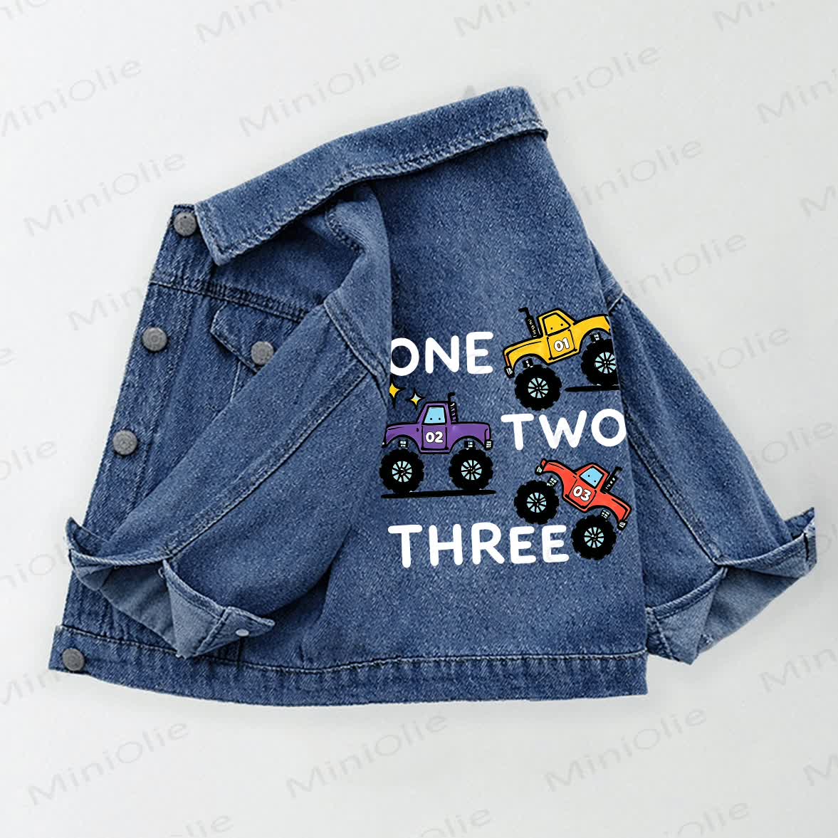 ONE TWO THREE Toddler Kid Truck Print Denim Jacket - Blue - 10-11T - image 1